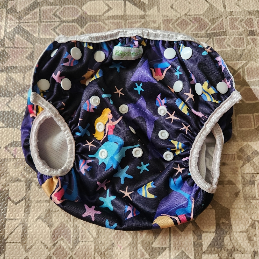 Toddler Snap One Size Adjustable Reusable Baby Swim Diaper in Mermaid Design